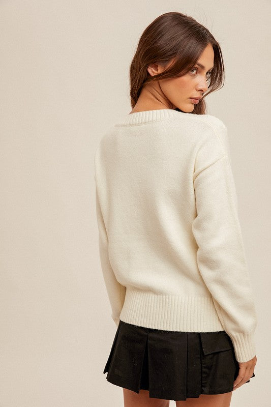 Dominique Floral Pearl Sweater