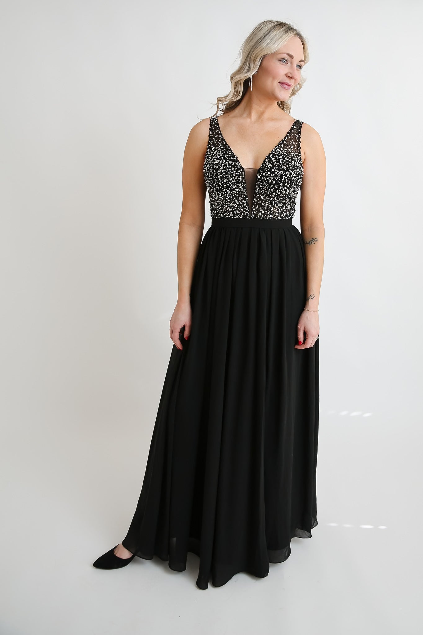 Chloe Adorned Black Dress Rental - Size Small