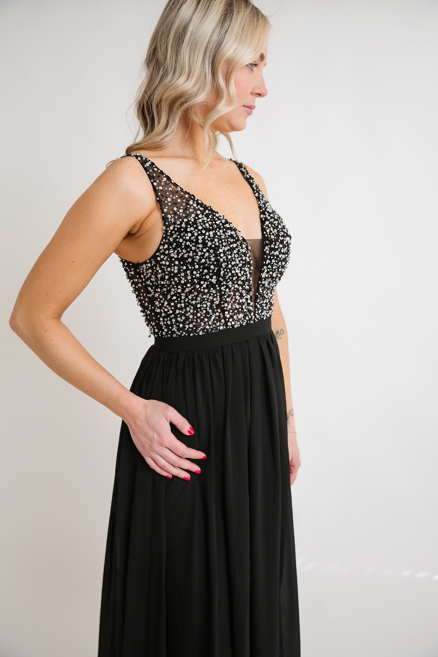 Chloe Adorned Black Dress Rental - Size Small