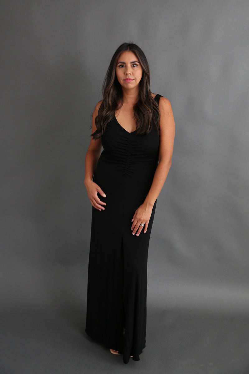 Ruched Stretchy Black Dress Rental - Size Medium/10 DRESSED Rentals Ruched Stretchy Black Dress Rental - Size Medium/10 DRESSED Rentals