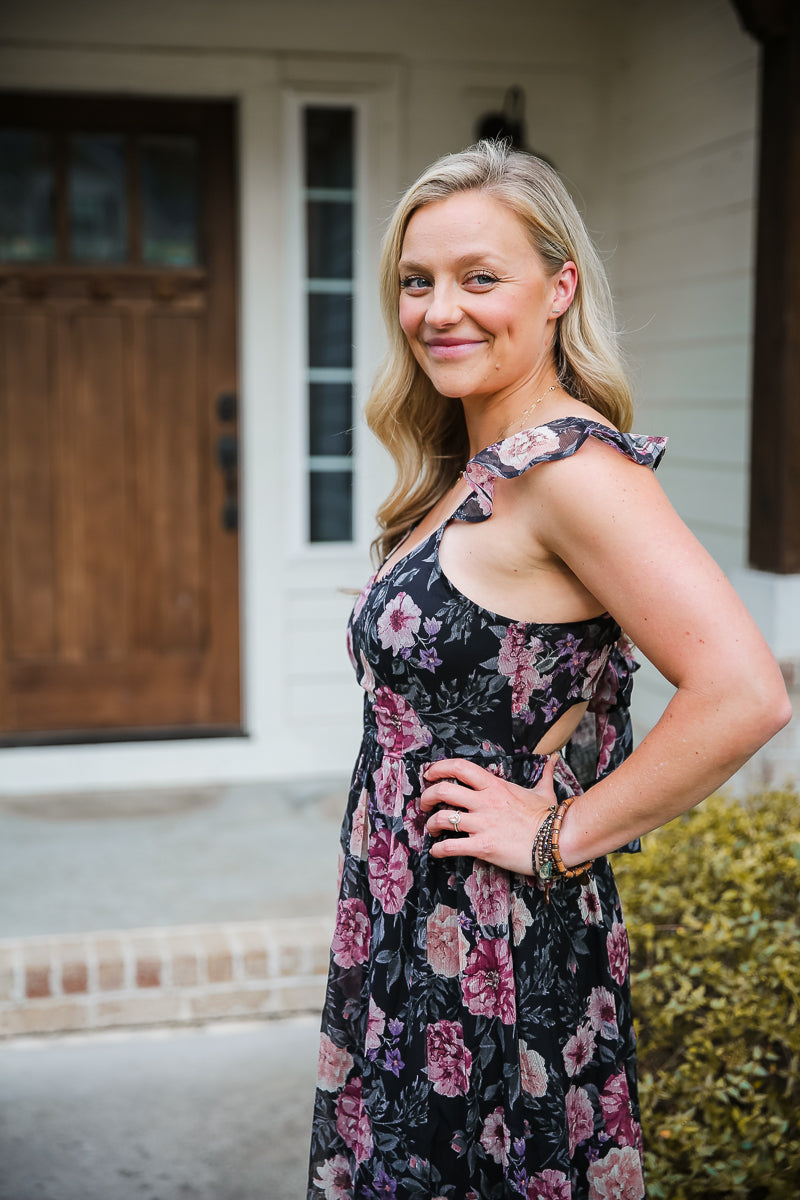 Black and Rose Maxi Dress