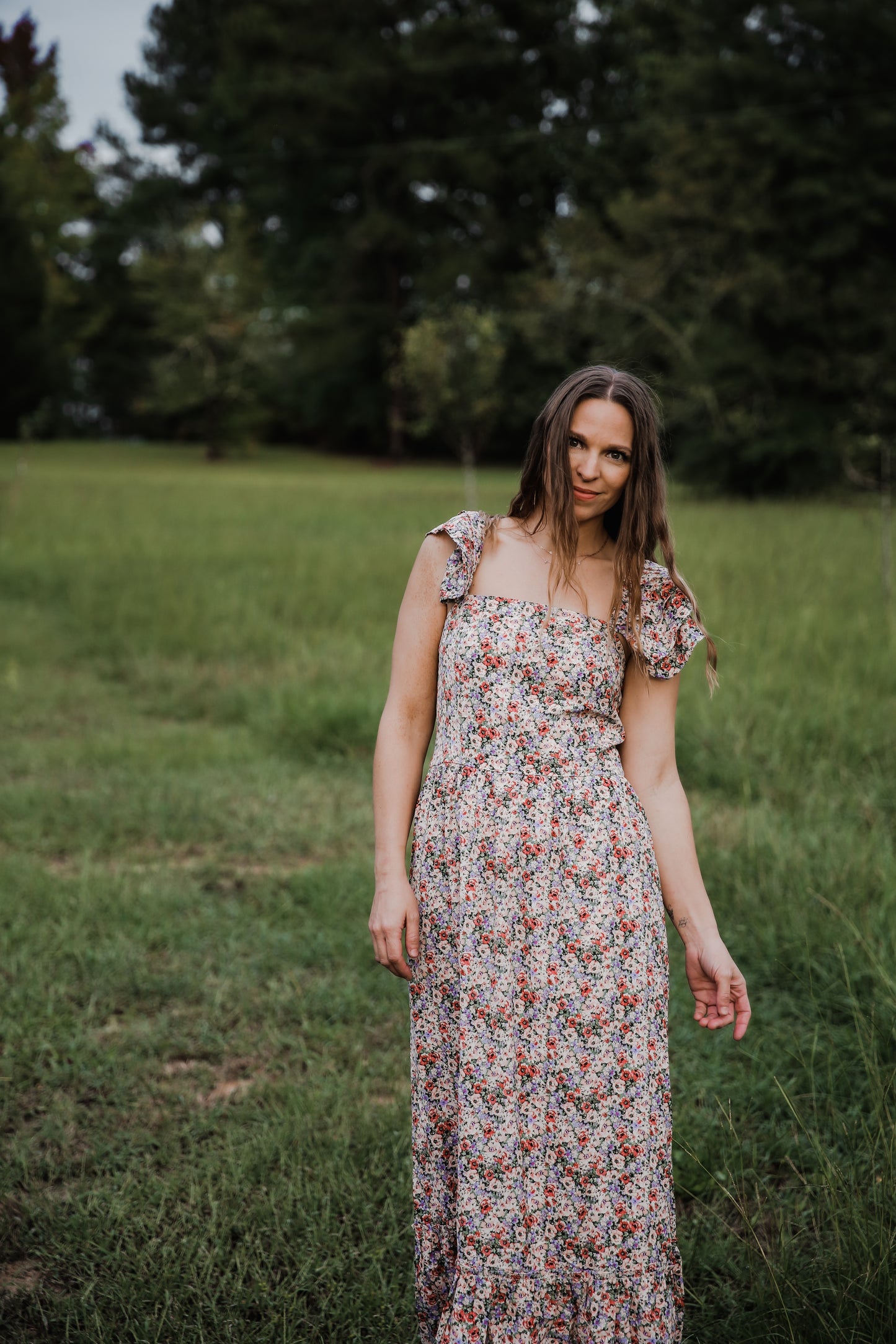 Cascading Floral Maxi Dress