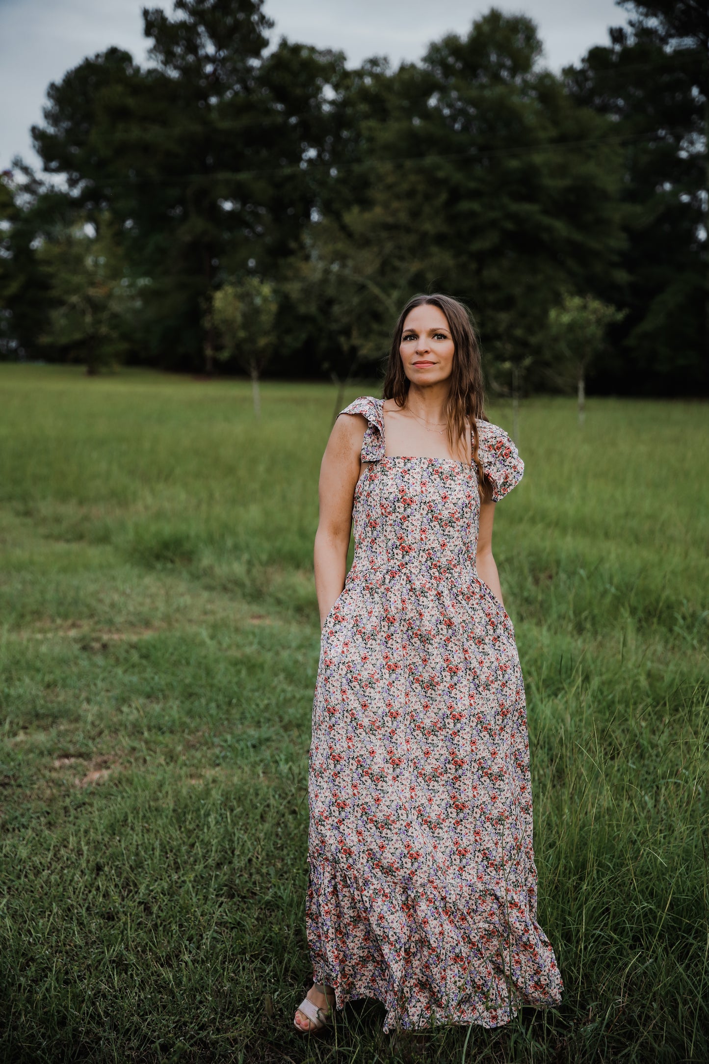 Cascading Floral Maxi Dress