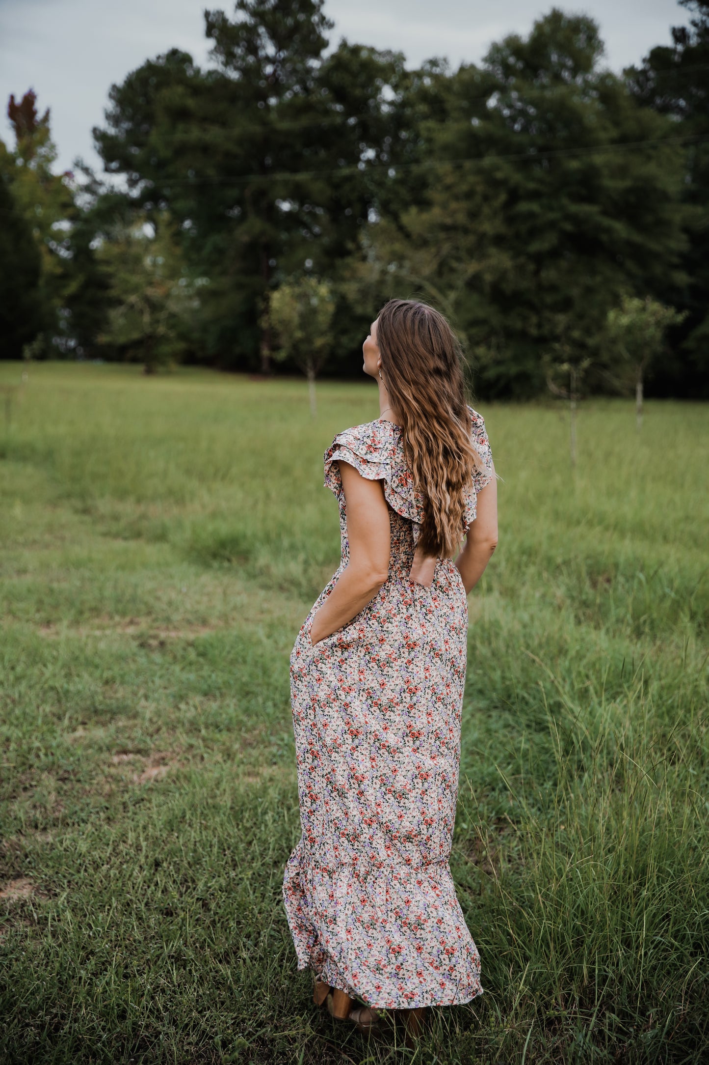 Cascading Floral Maxi Dress