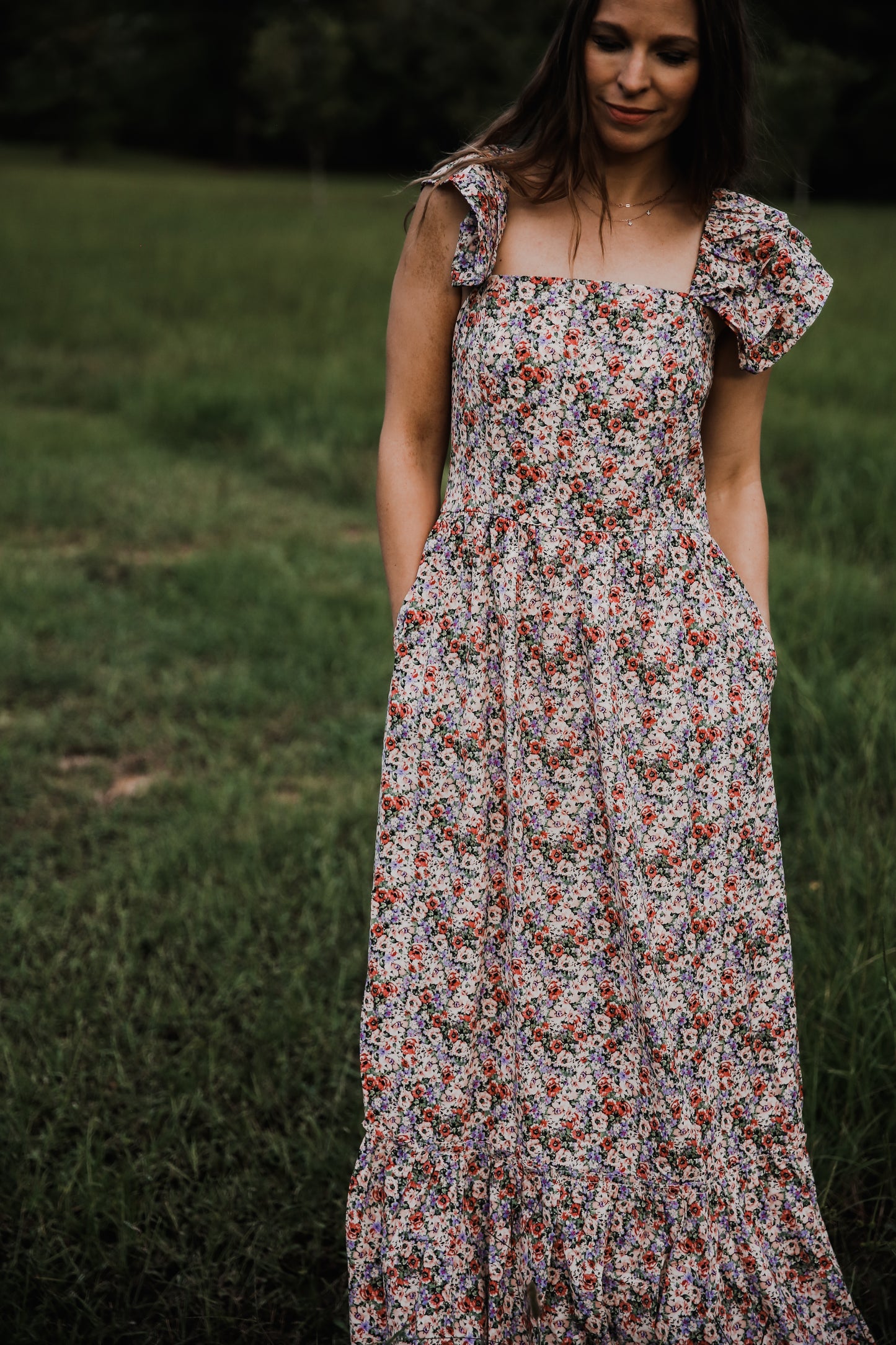 Cascading Floral Maxi Dress