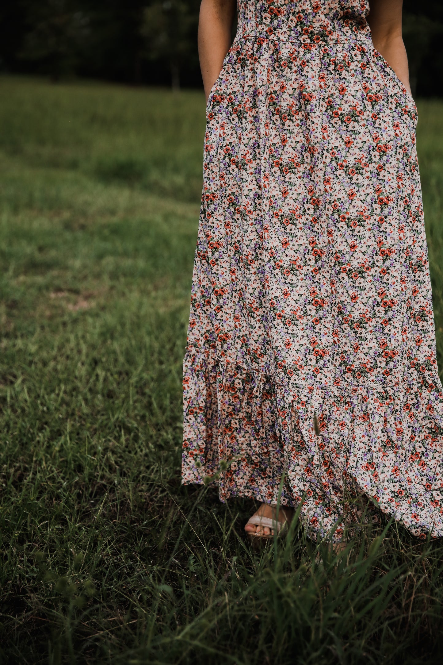 Cascading Floral Maxi Dress