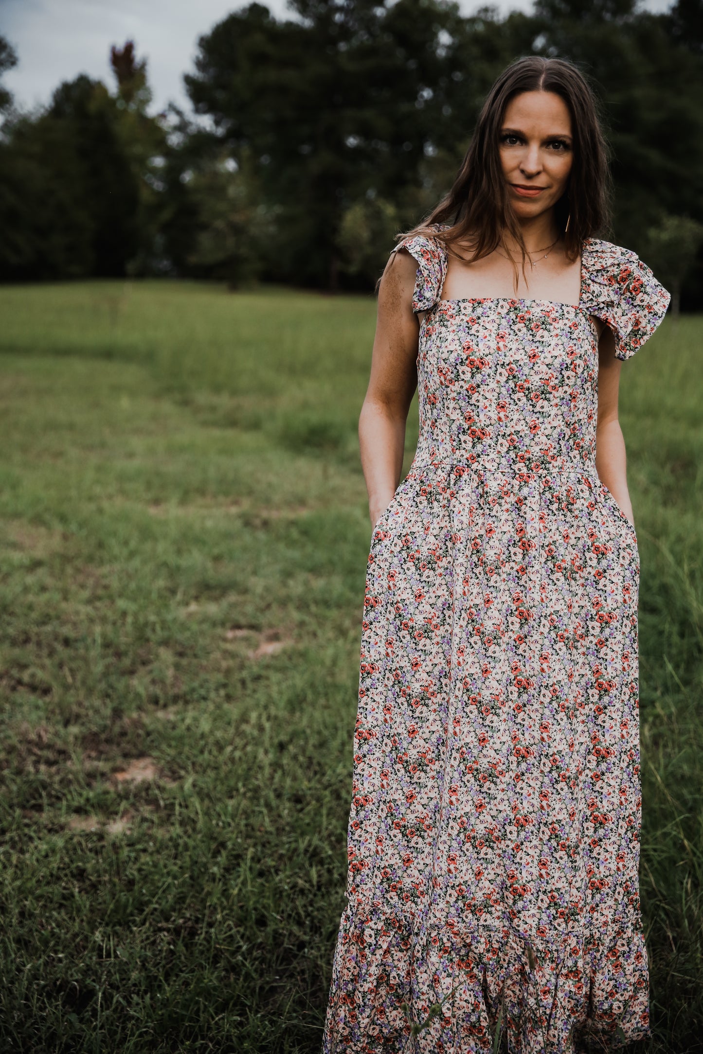Cascading Floral Maxi Dress