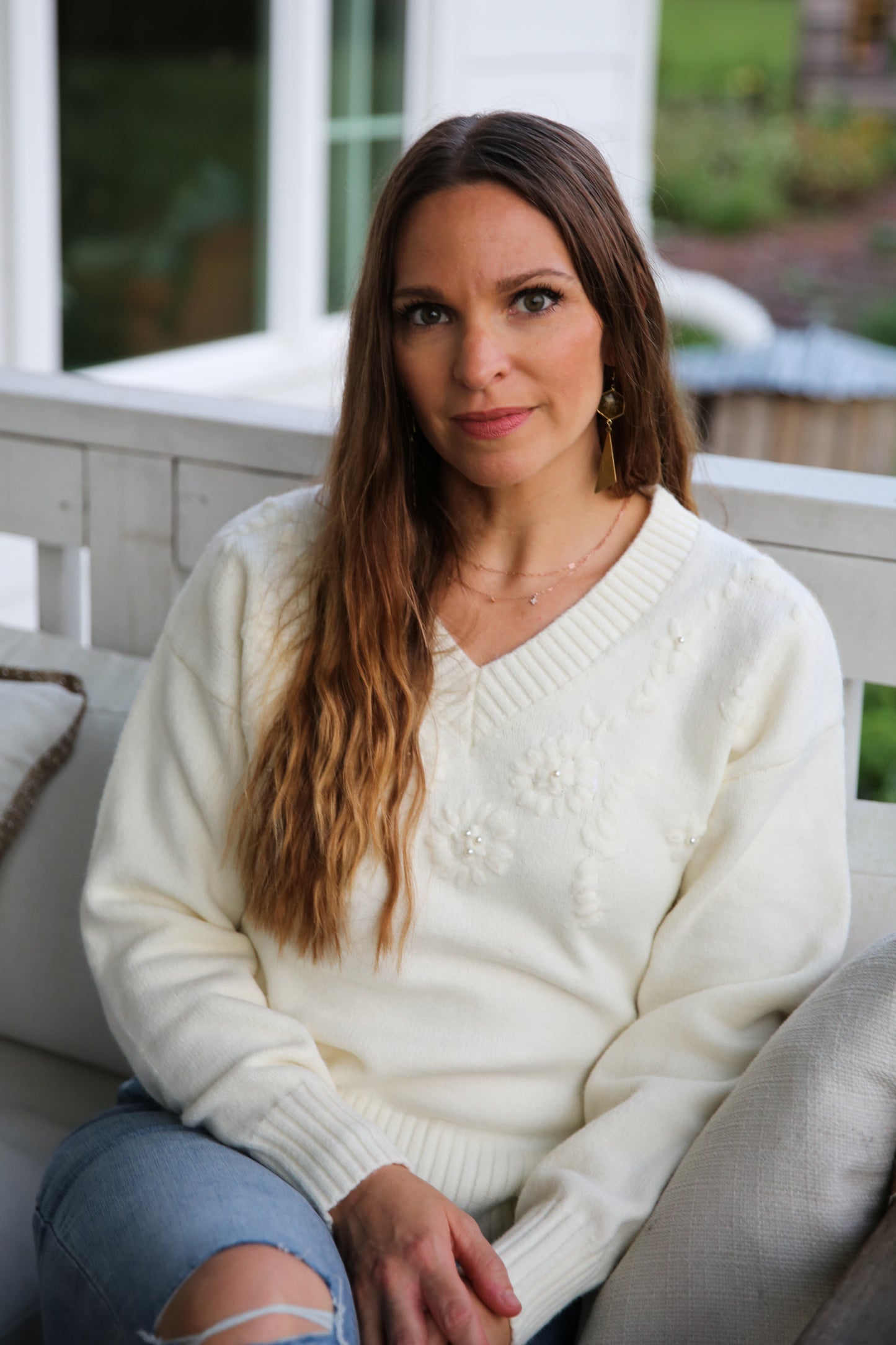 Dominique Floral Pearl Sweater