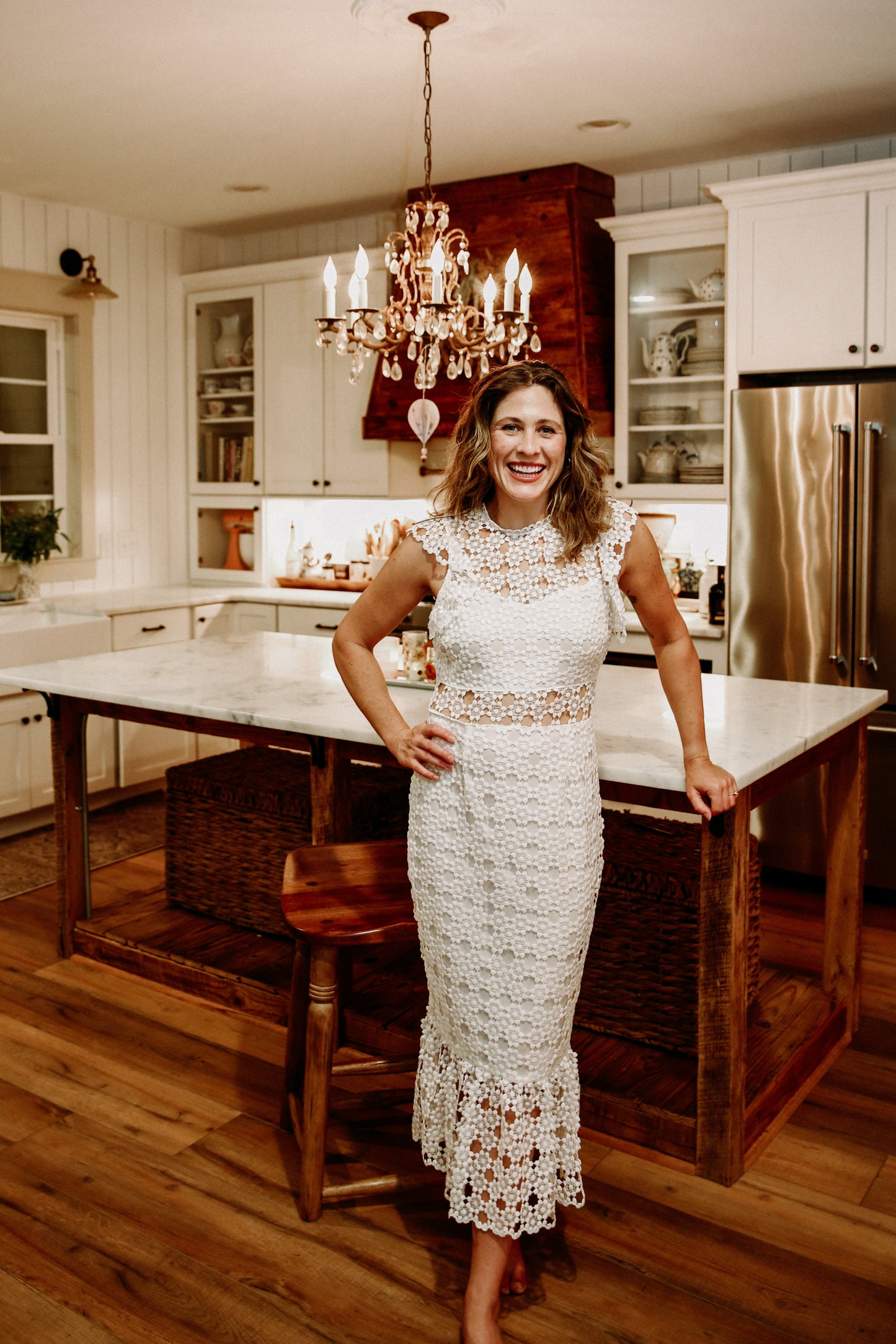 White Lace Midi Dress Rental - Size Medium/10