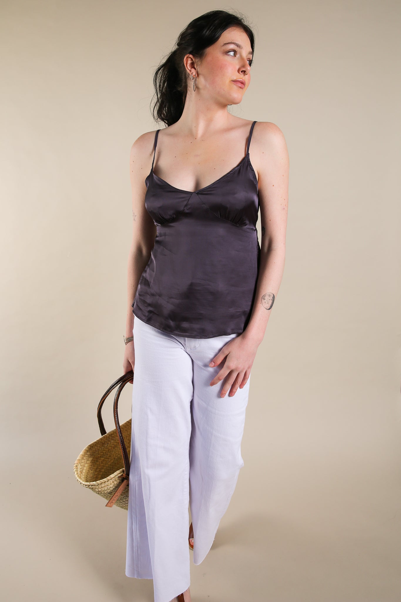 women's camisole gunmetal silk top