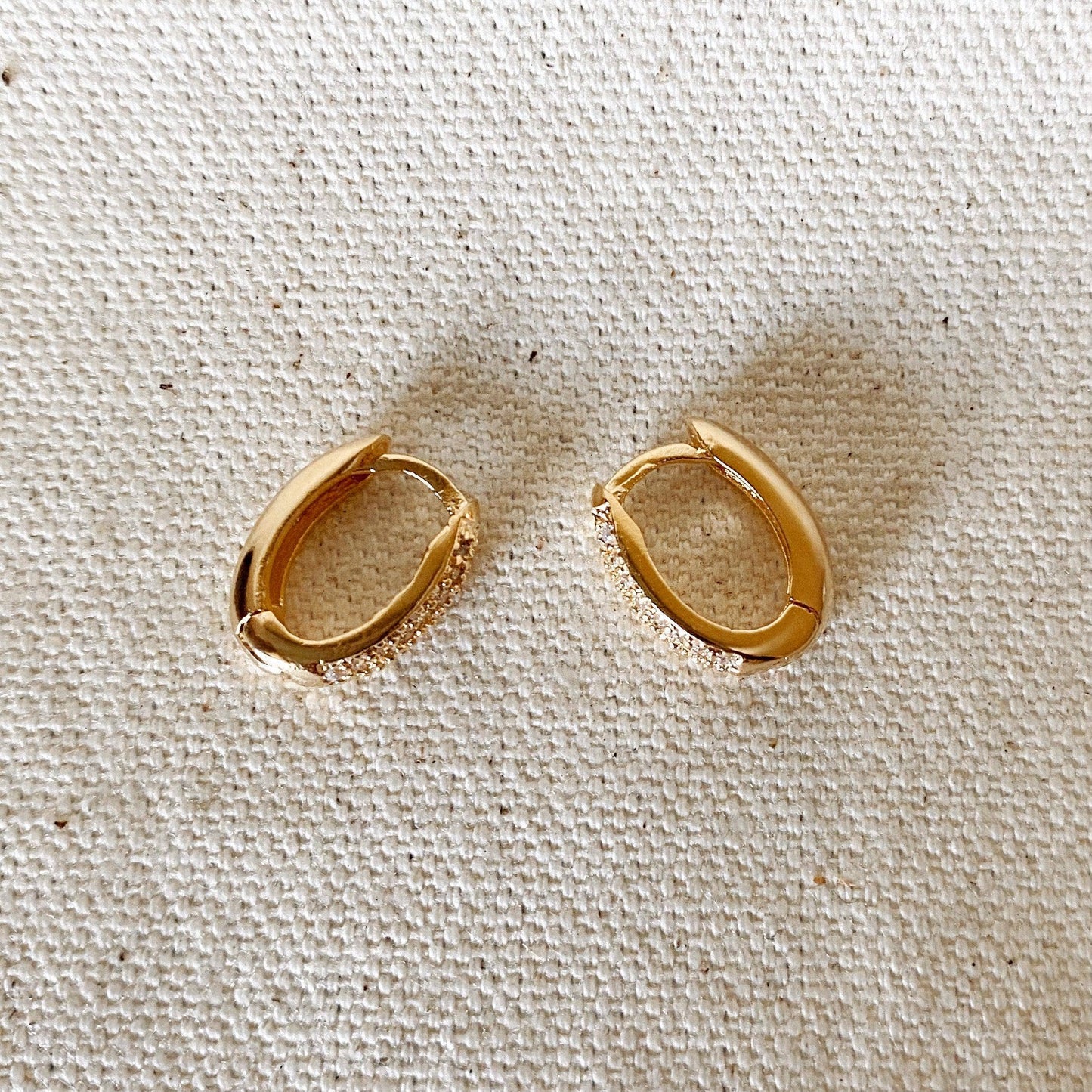 18k Gold Filled Oval Clicker Hoop Earrings