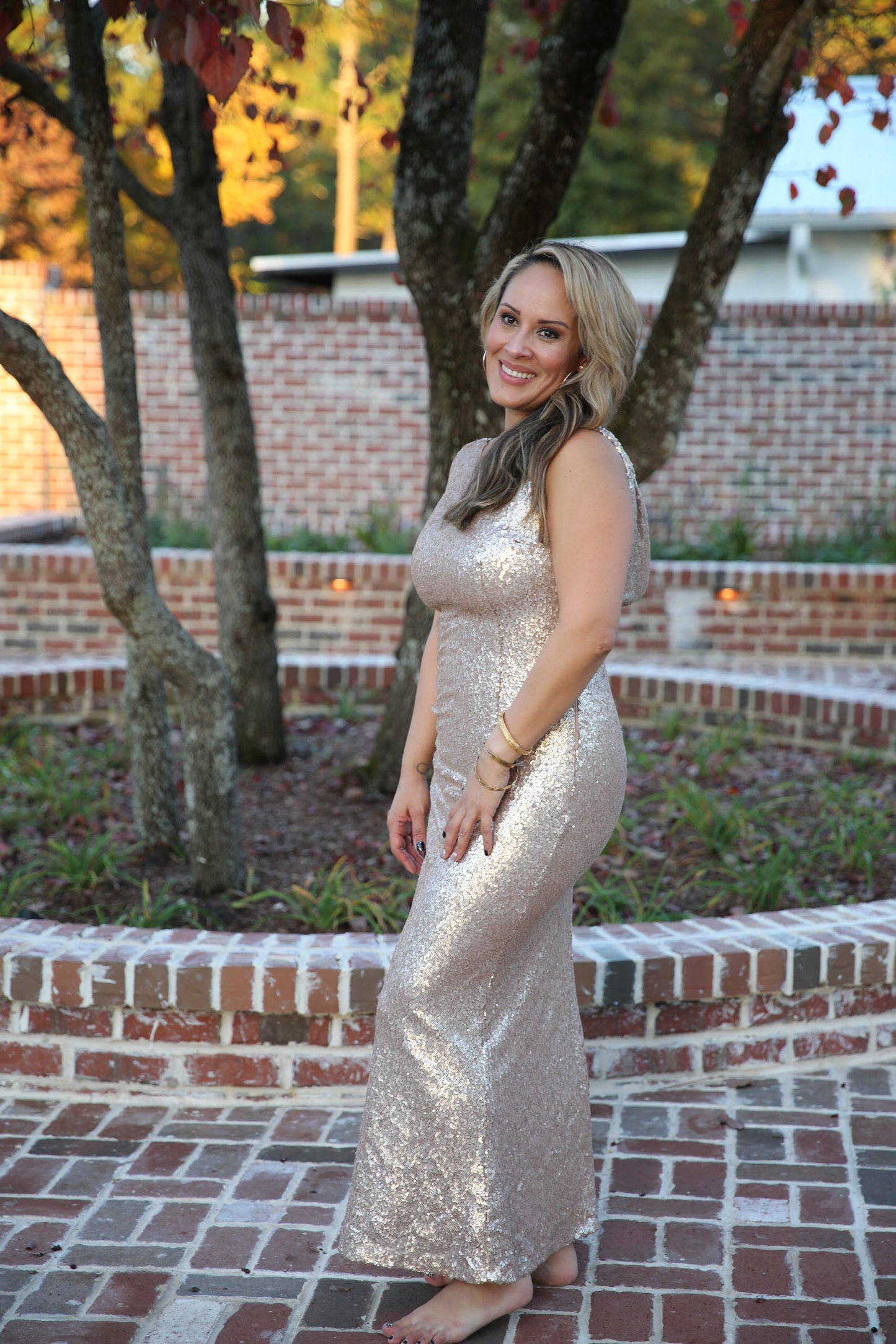 Gold Sparkly Sequin Dress Rental - Size Large