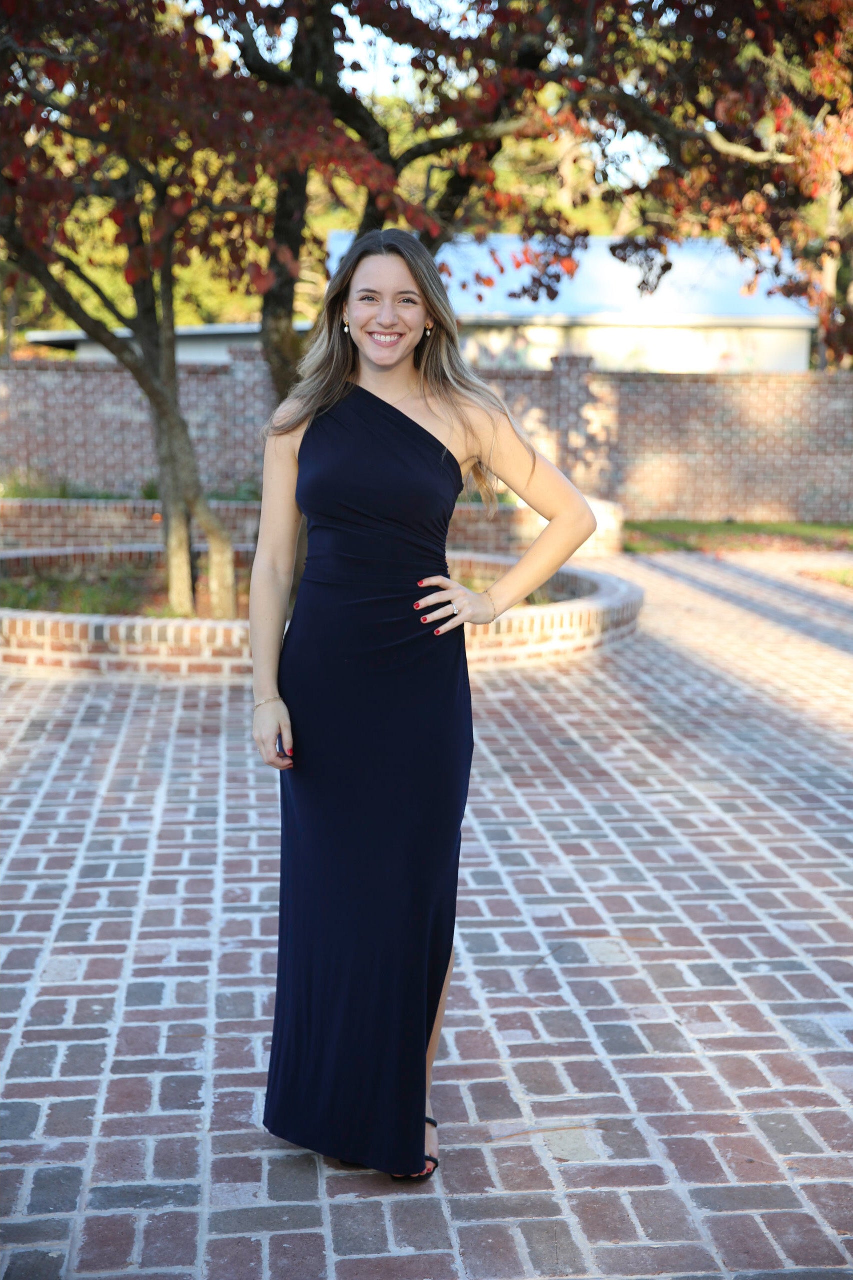 Ralph Lauren One Shoulder Navy Dress Rental - Size Small/4 Ralph Lauren One Shoulder Navy Dress Rental - Size Small/4