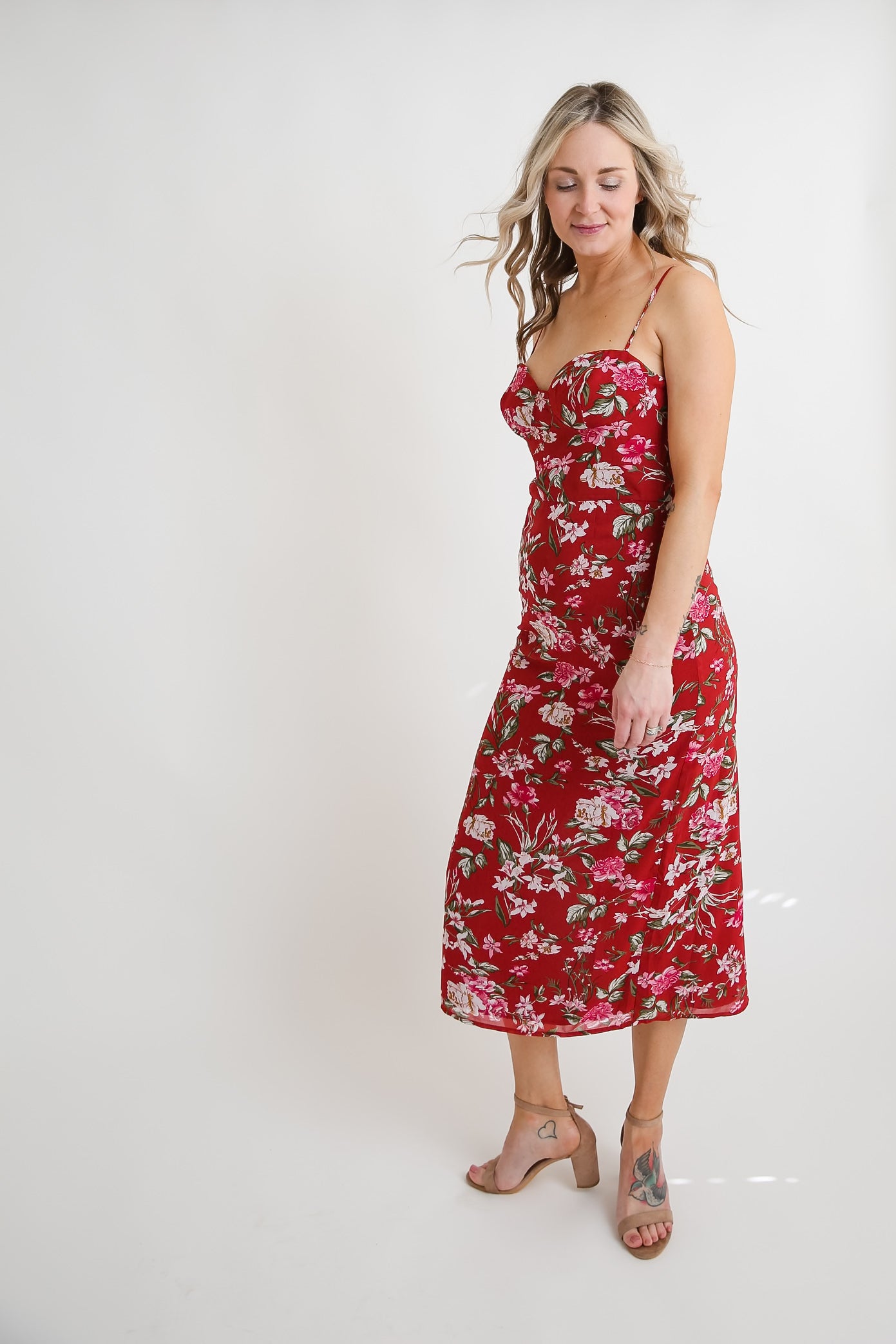Floral Red Vacay Dress Rental