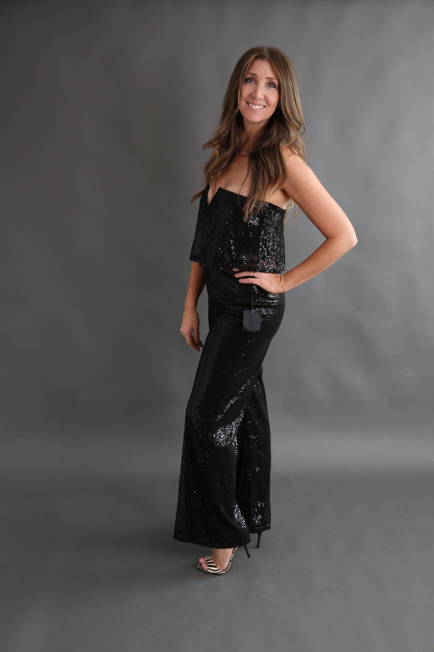 Black Sequin Jumpsuit Rental- Size Medium