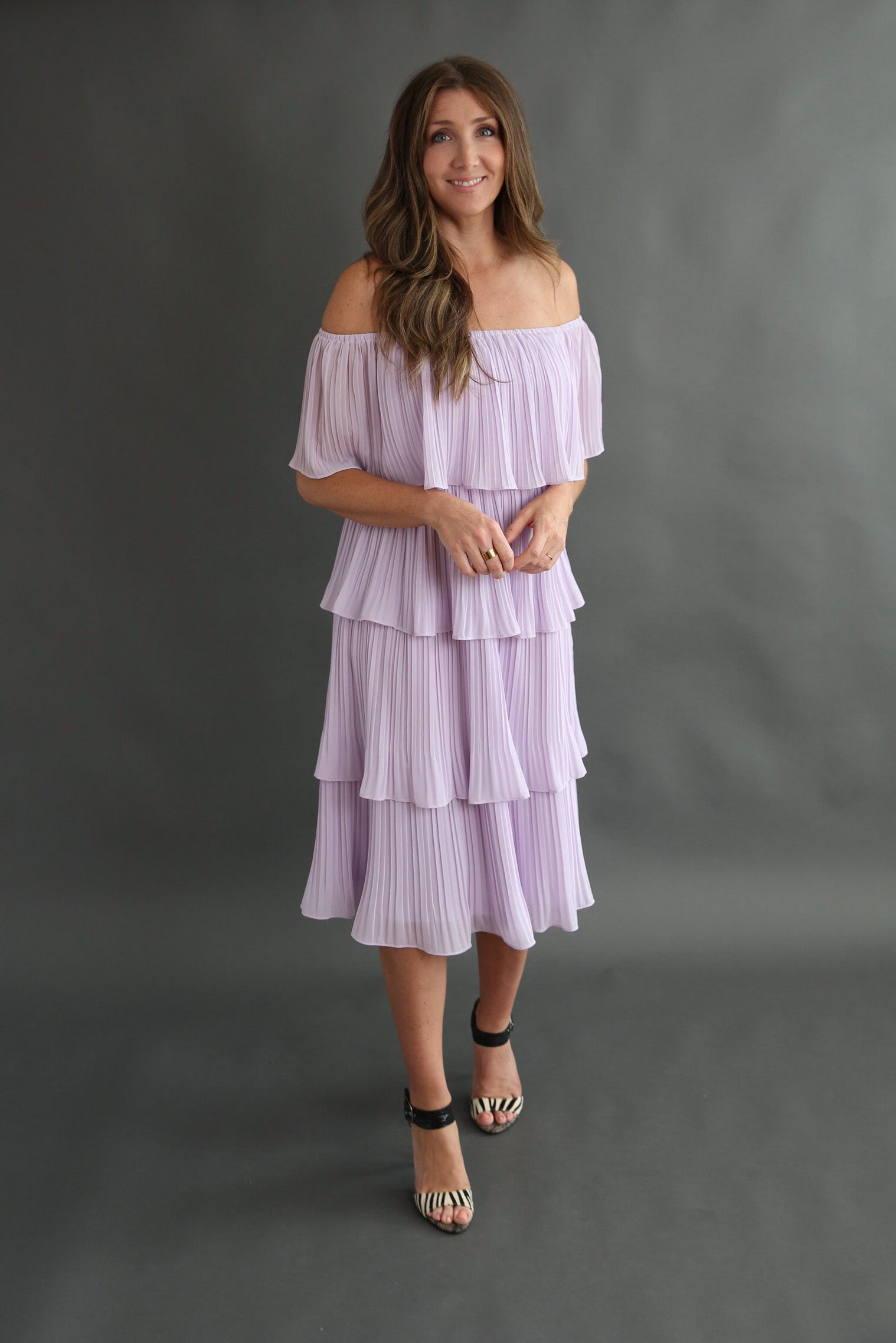 lavender wedding guest dress Romantic Satin With Short Puff Sleeve V Neck Fitted Waist, Bridesmaid Midi Satin Dress , Purple Dress flatters the figure with a ruched bodice that accentuates your curves Sleeveless A-line Long Chiffon Lavender