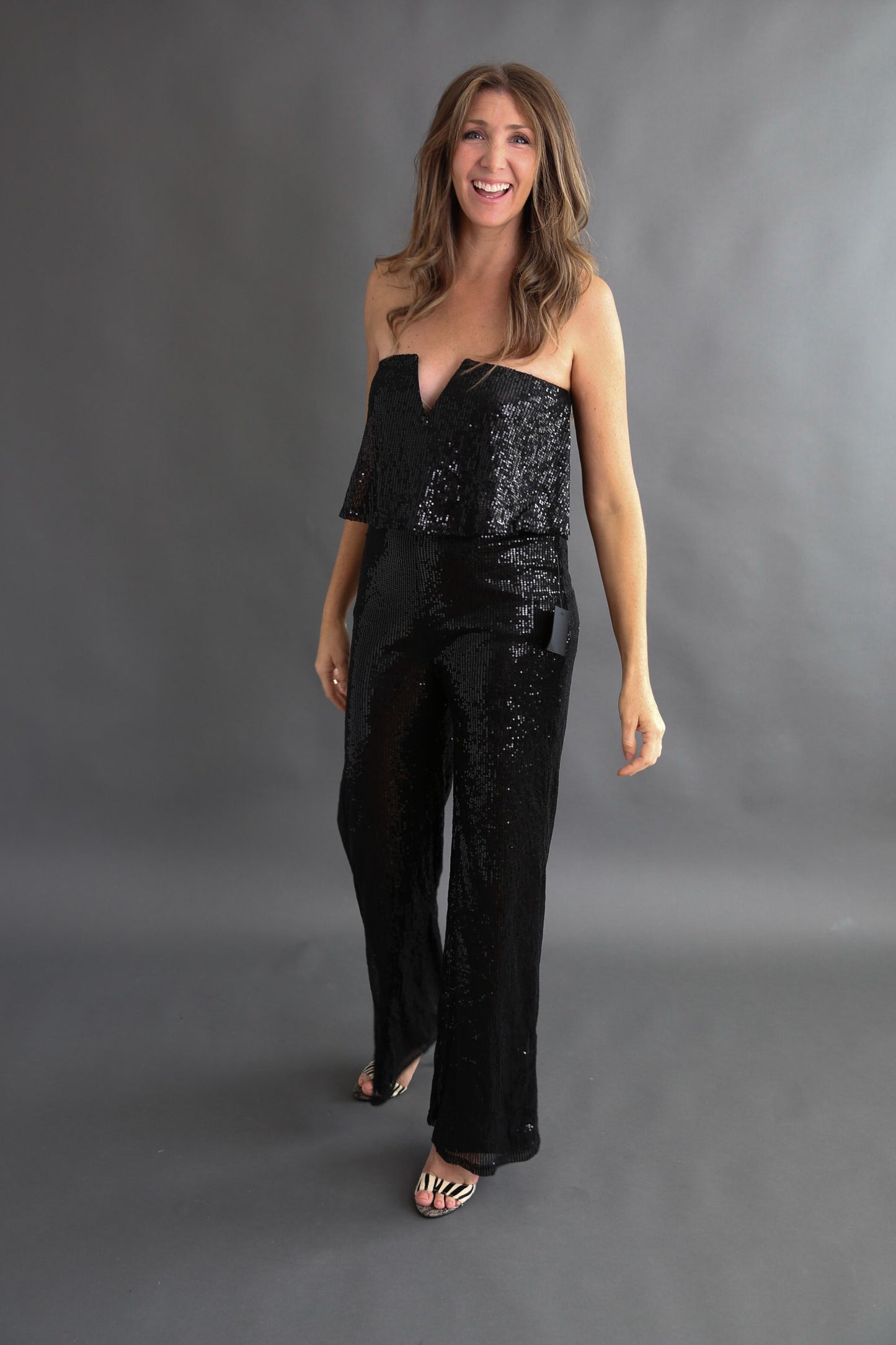 Black Sequin Jumpsuit Rental- Size Medium