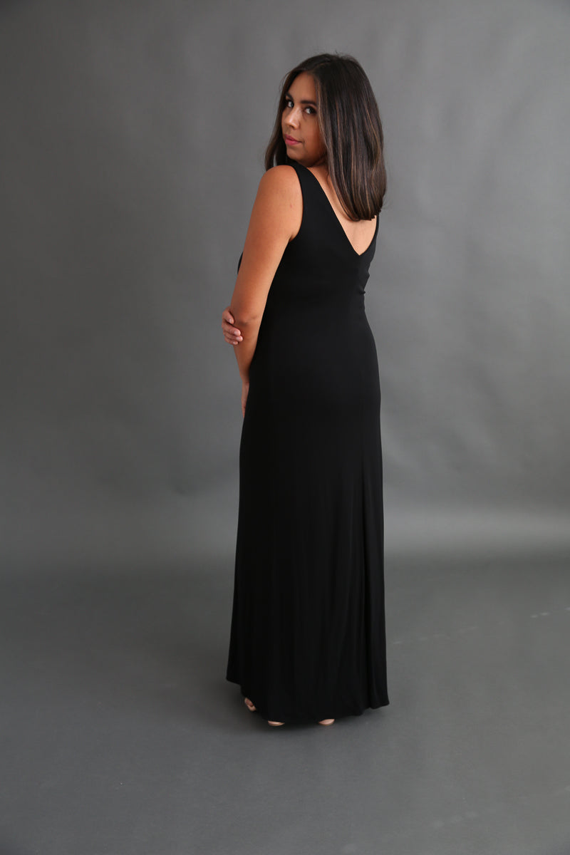 Ruched Stretchy Black Dress Rental - Size Medium/10