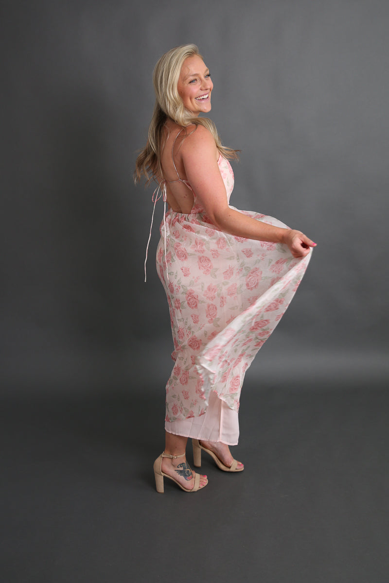 Maddie's Pink Chiffon Midi Dress Rental - Size Medium