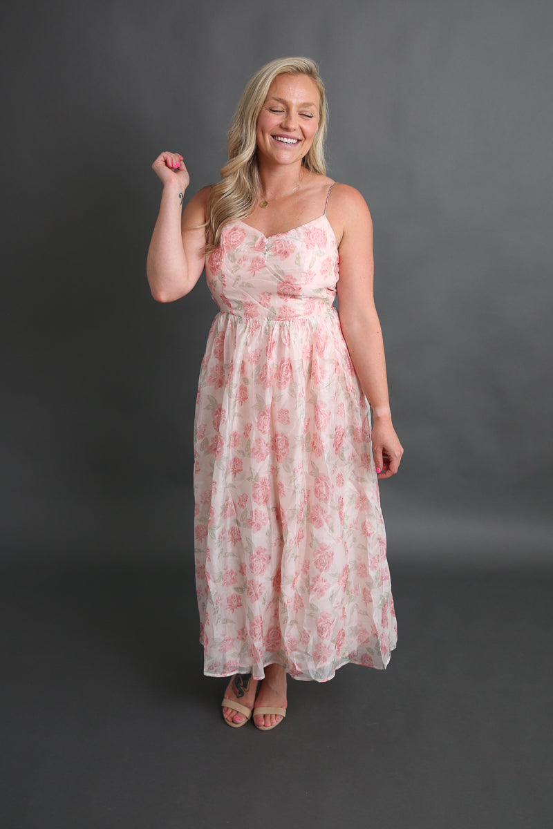 Maddie's Pink Chiffon Midi Dress Rental - Size Medium