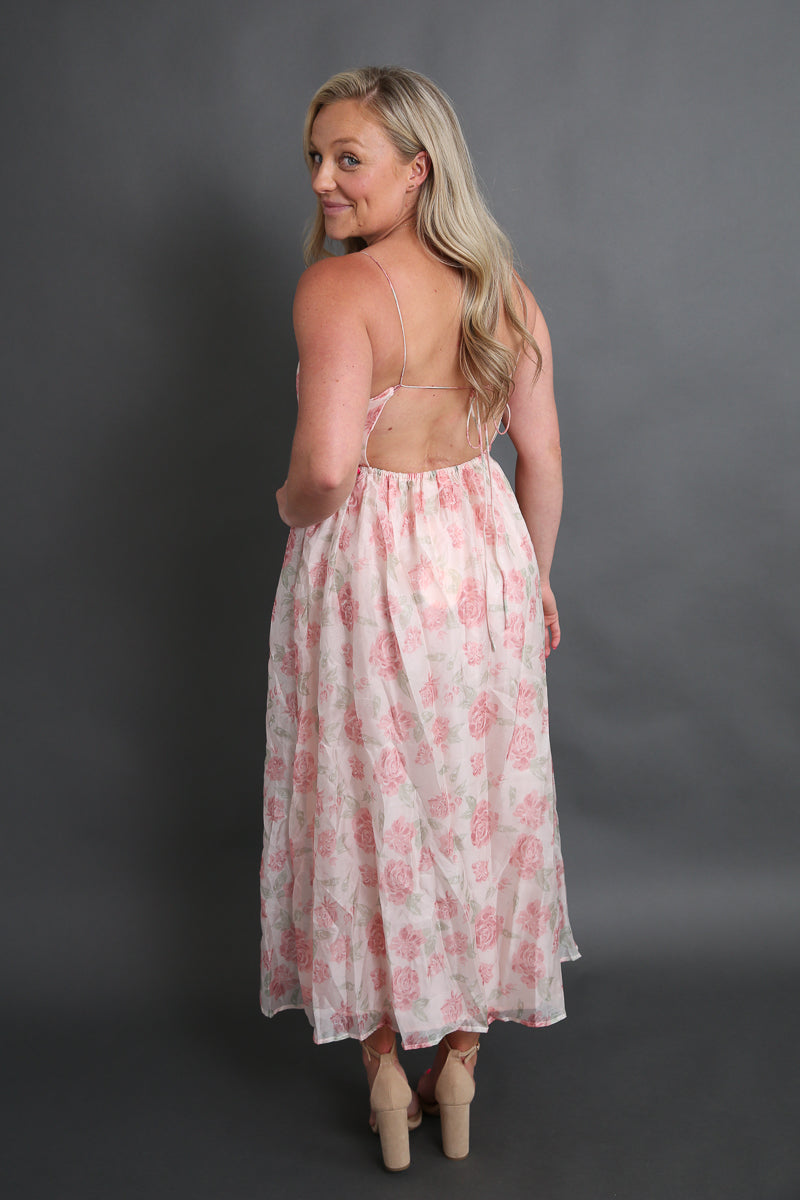 Maddie's Pink Chiffon Midi Dress Rental - Size Medium