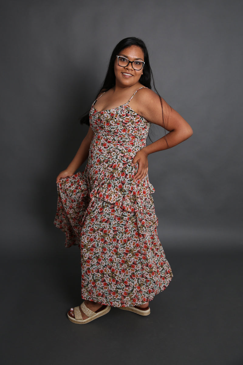 Floral Chiffon Dress Rental - Size X-Large