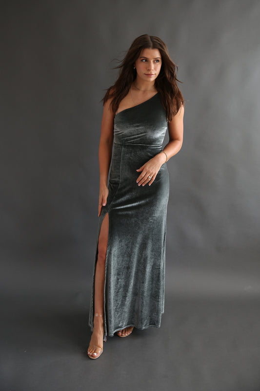 Eucalyptus Velvet Dress Rental - Size XS