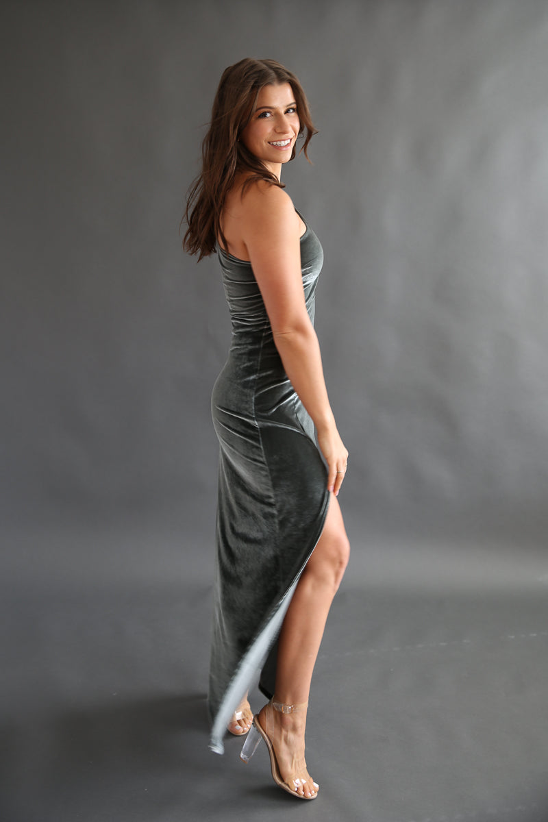 Eucalyptus Velvet Dress Rental - Size XS