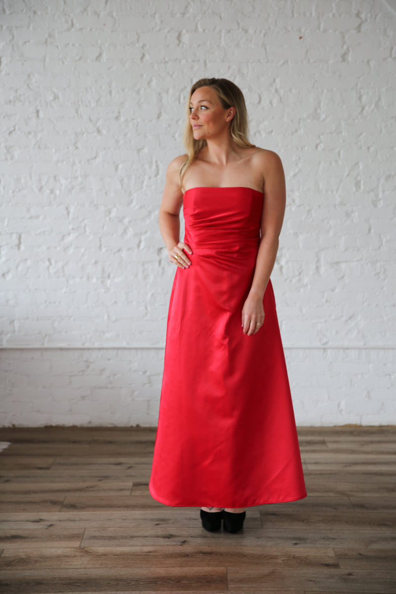 Showstopper Red Strapless Dress Rental - Size Medium/10