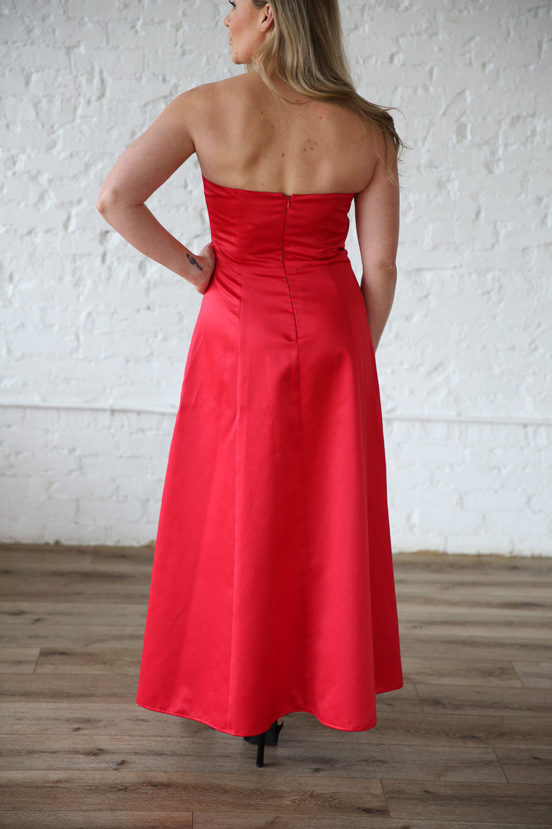 Showstopper Red Strapless Dress Rental - Size Medium/10