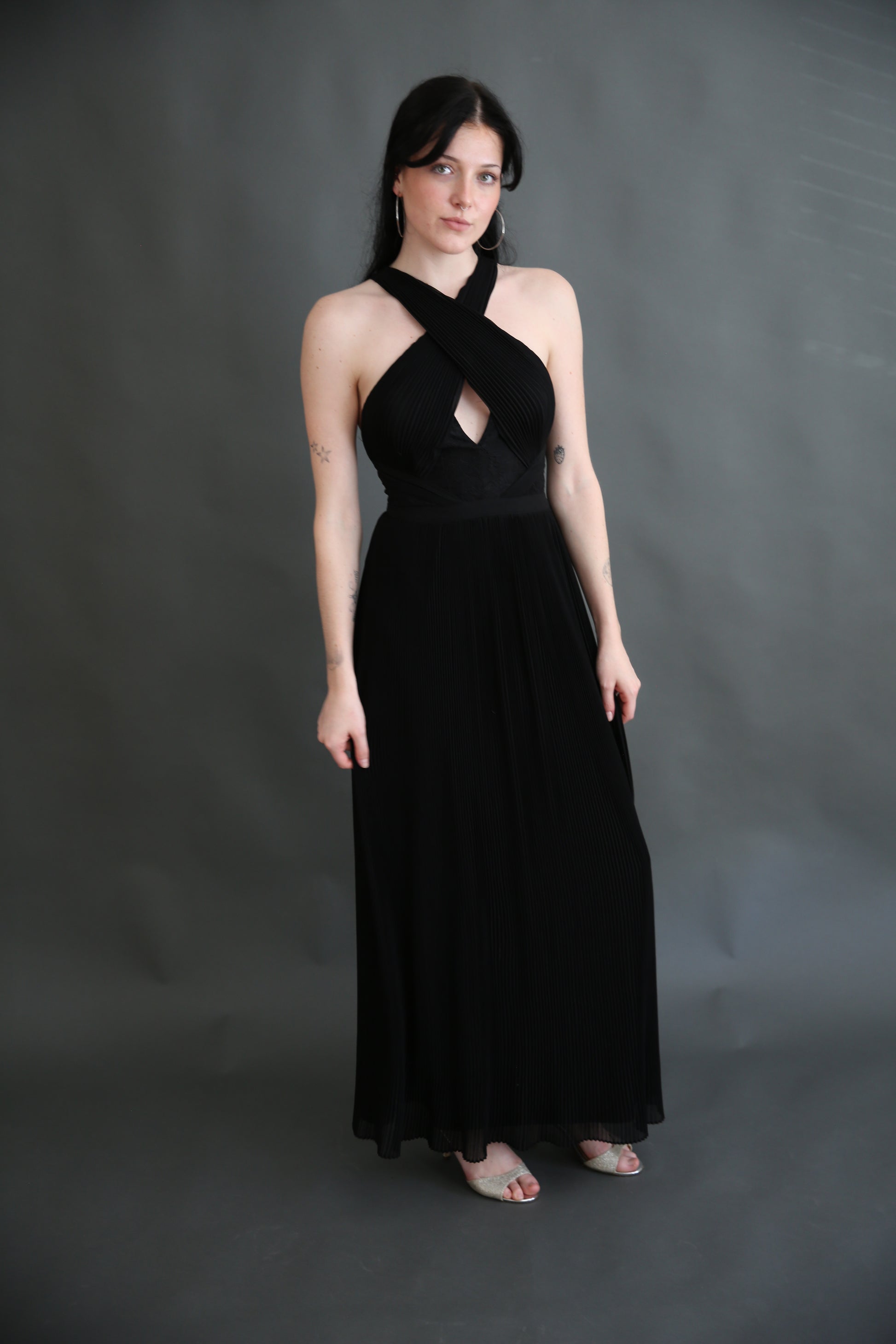 Black Flowy Halter Dress Rental - Size X-Small Black Flowy Halter Dress Rental - Size X-Small