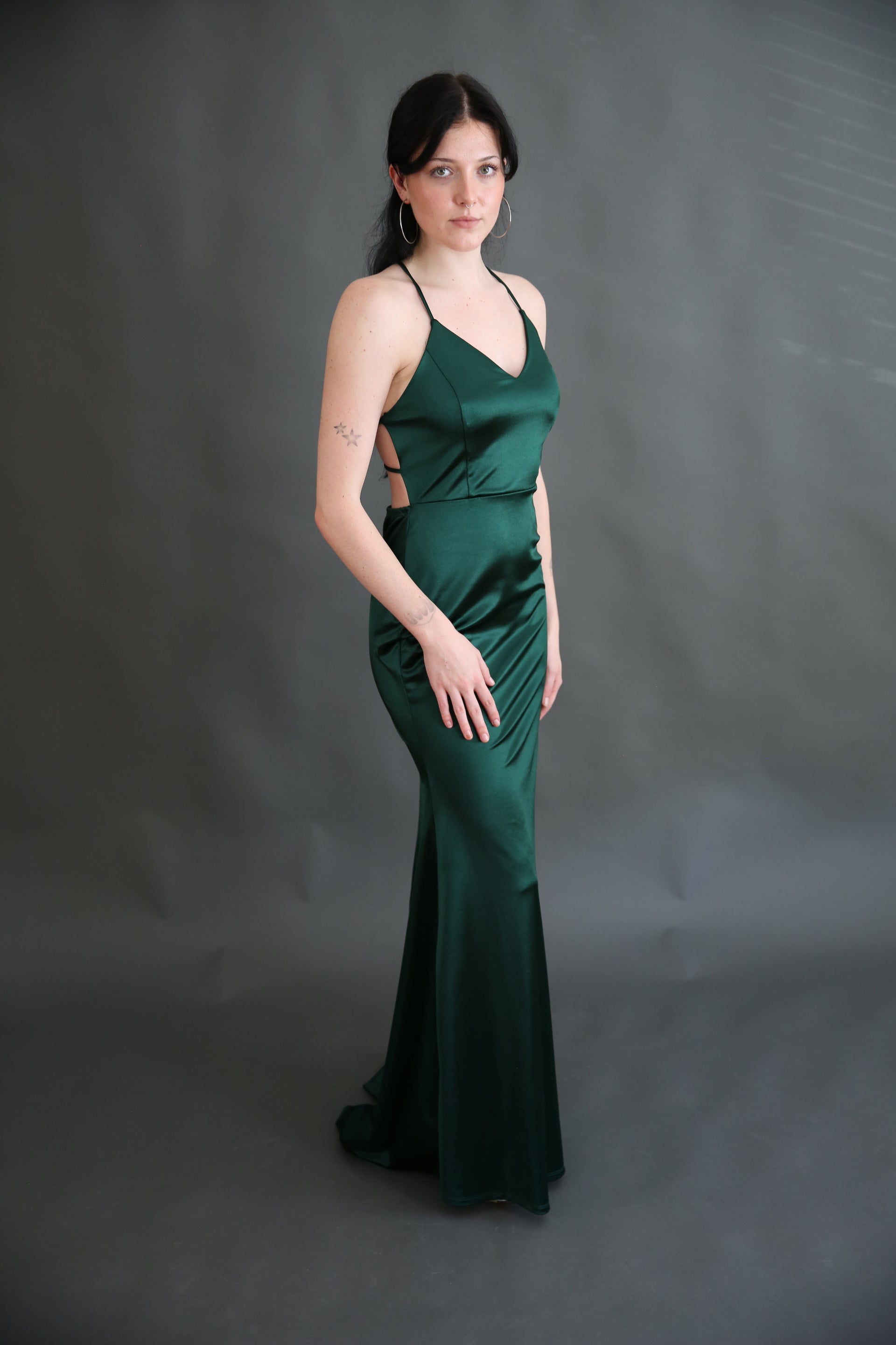 Emerald Green Satin Dress Rental