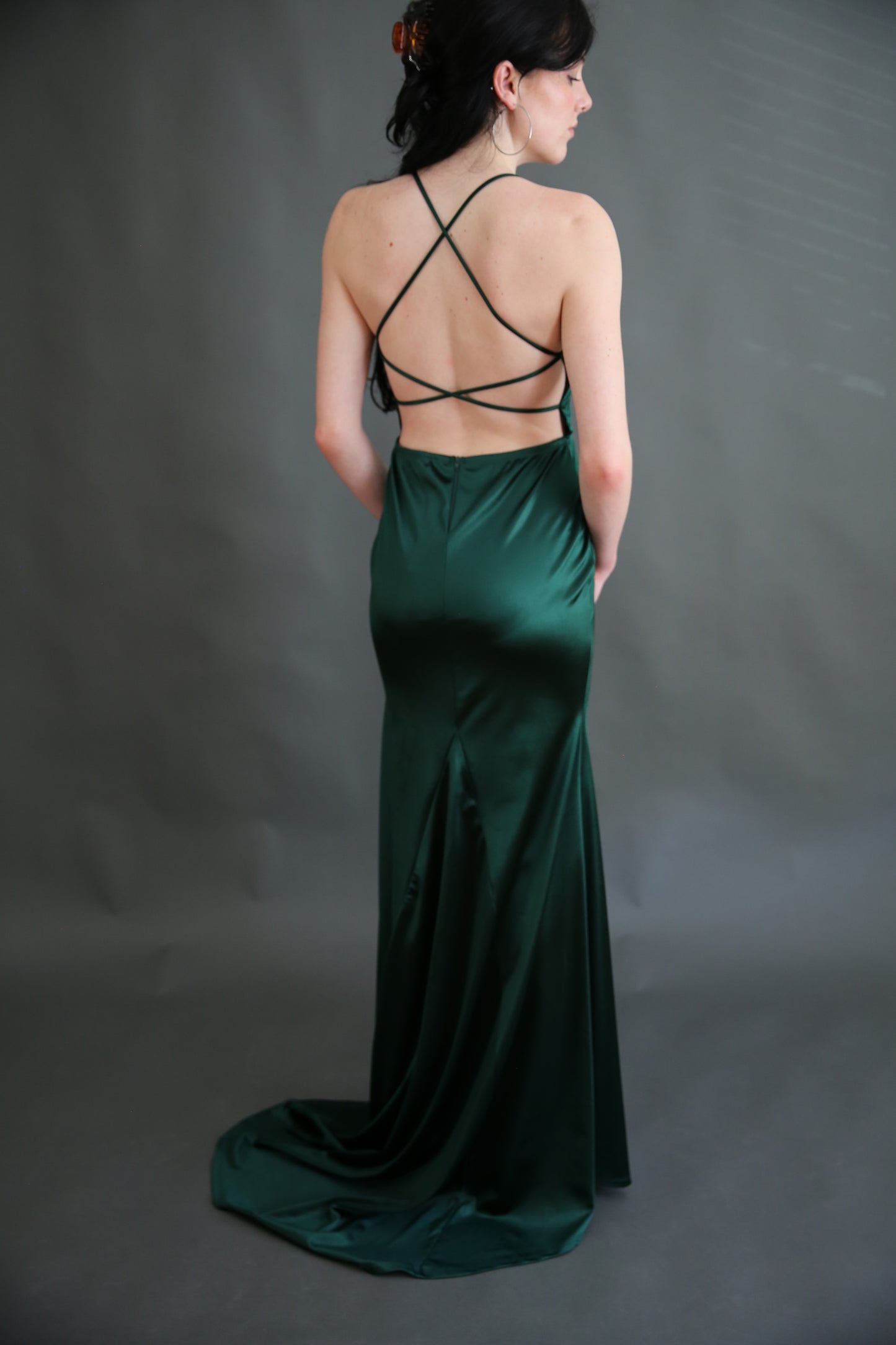 Emerald Green Satin Dress Rental - Large (runs small)