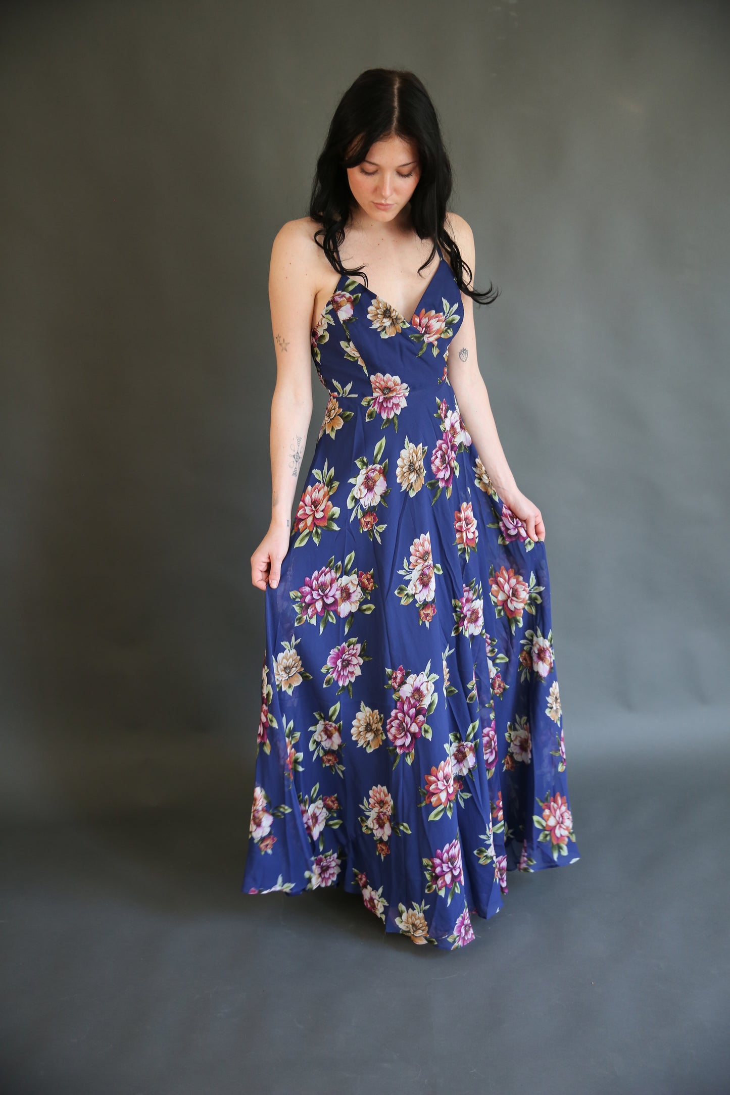 Blue Floral Guest Dress Rental - Small