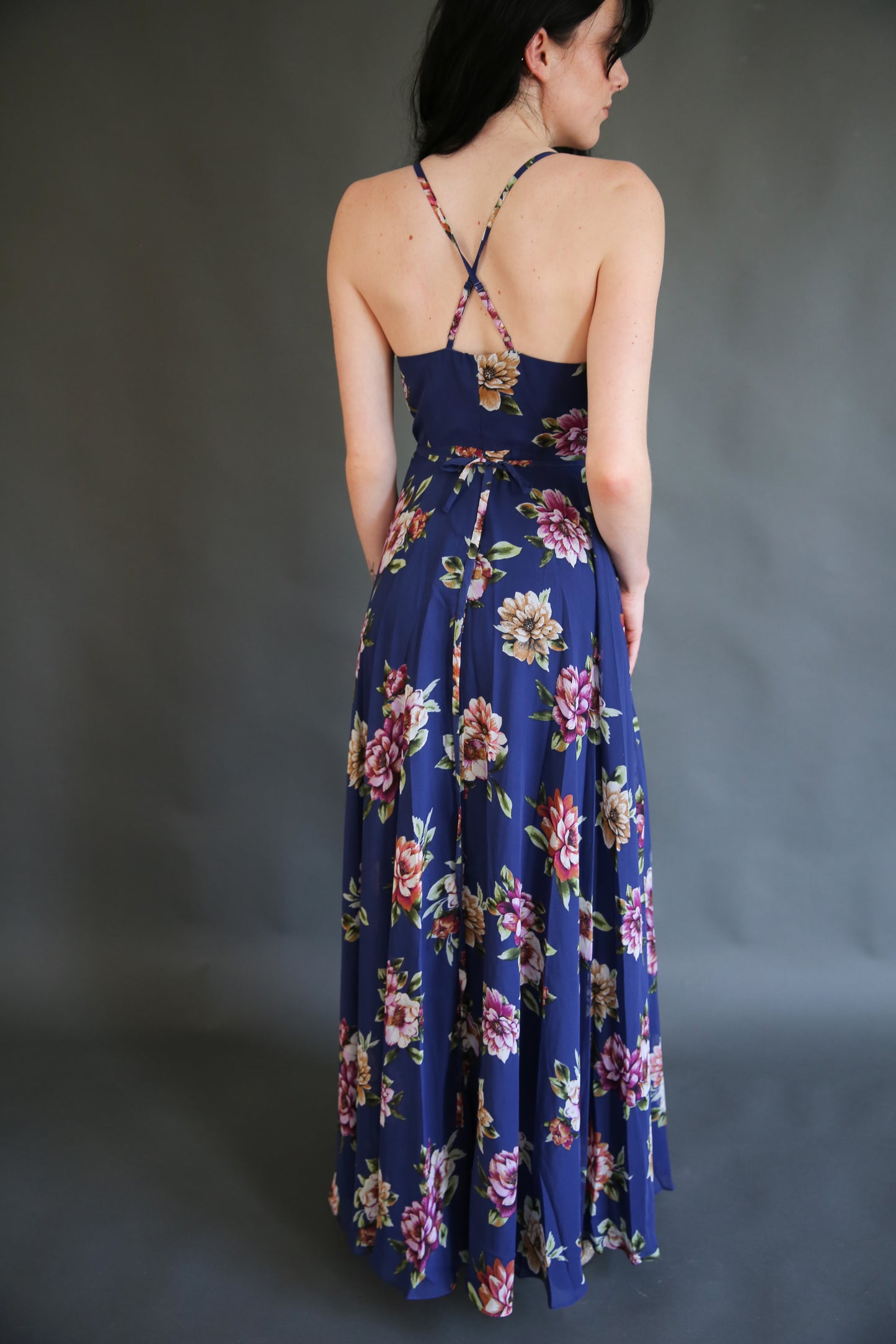 Blue Floral Guest Dress Rental - Small