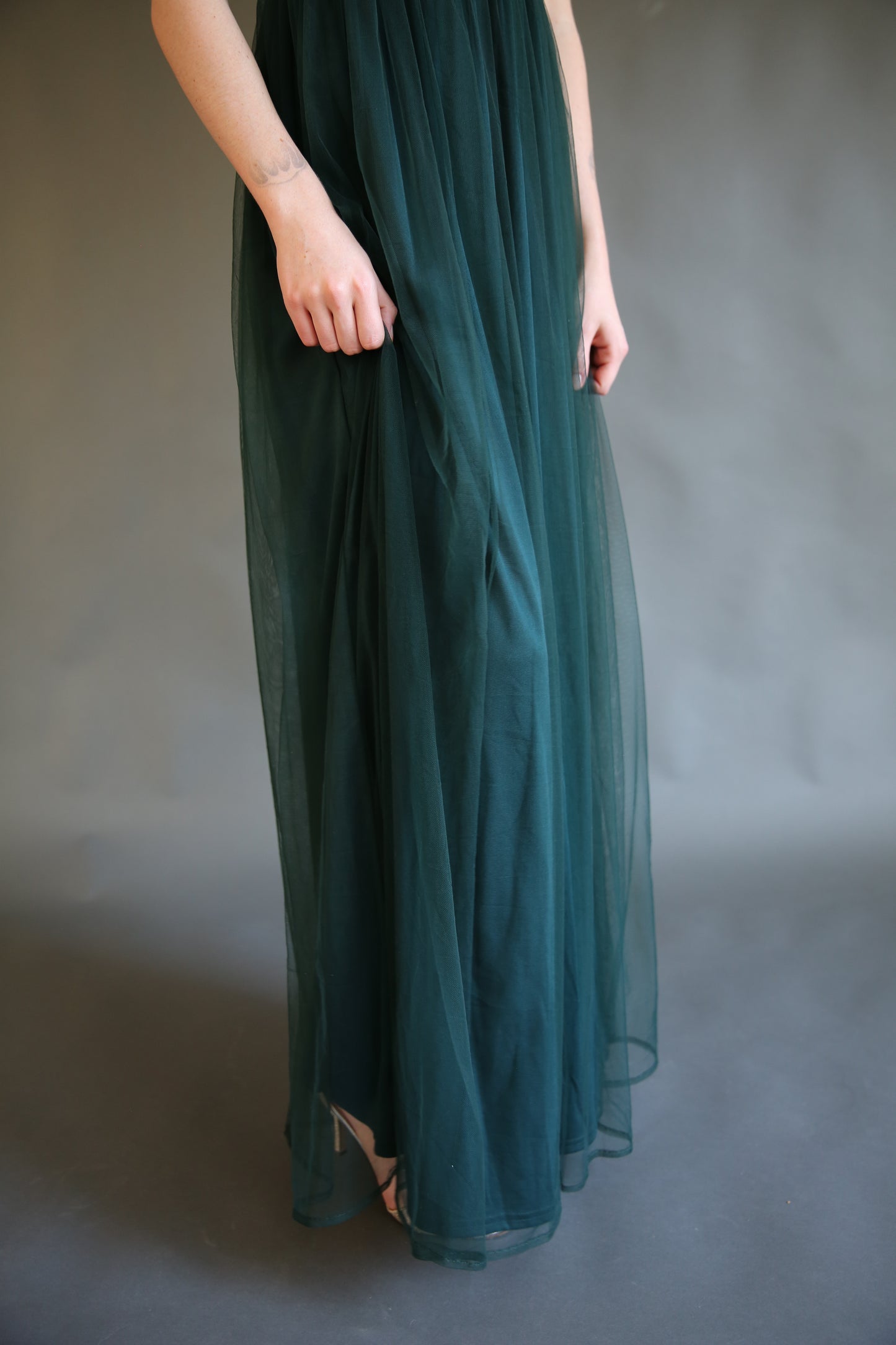 Emerald Green Tulle Dress Rental - Size Small