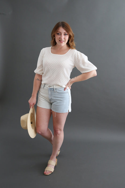 Luna High Rise Denim Shorts - Cotton and Grain