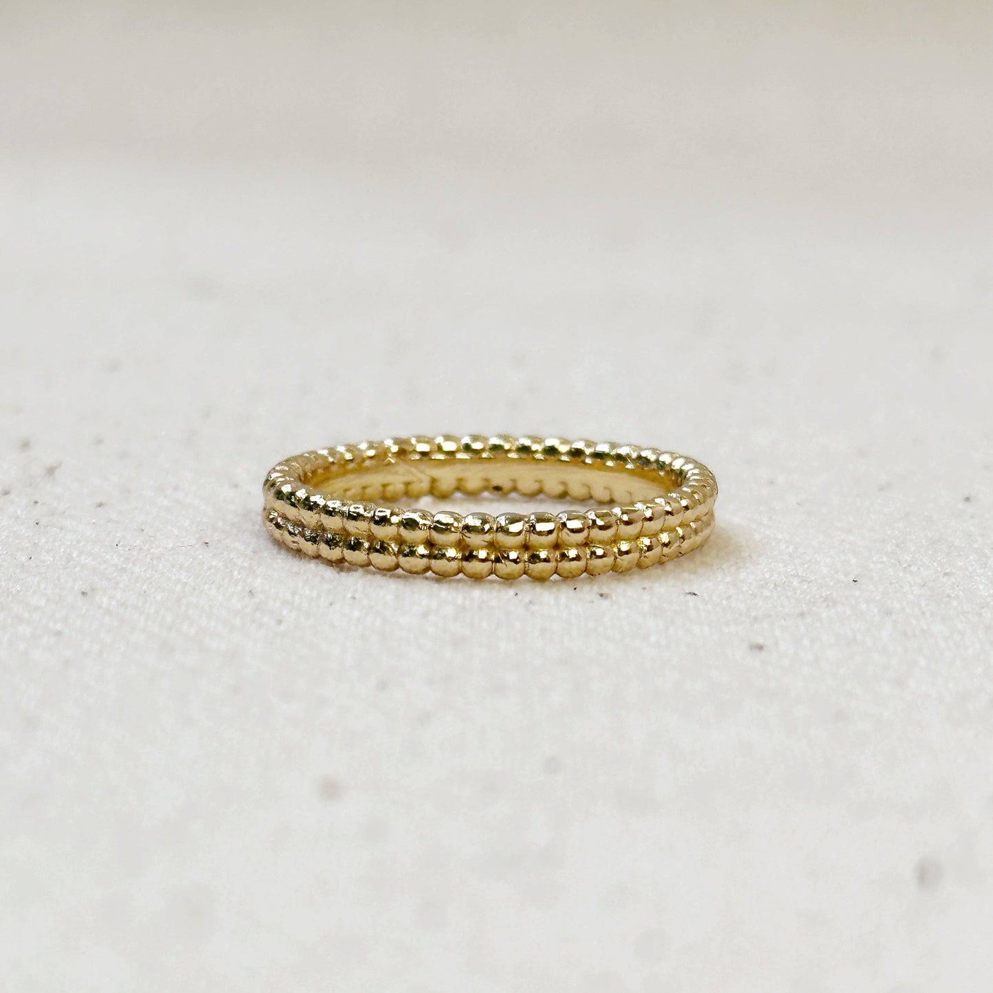 18k Gold Filled Double Beaded Band Ring