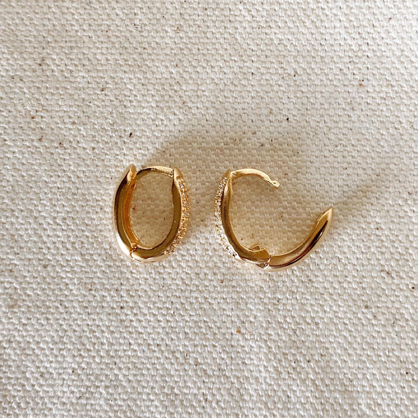 18k Gold Filled Oval Clicker Hoop Earrings