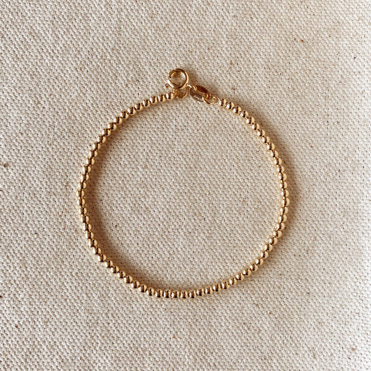 18k Gold Filled 2.5 mm Beaded Bracelet